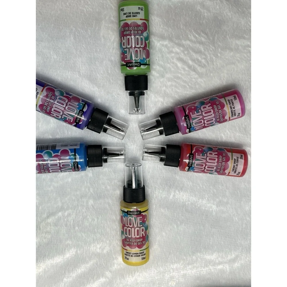 DecoArt Love Color 3D Jelly Drops Paint Set – 6 Pack – Dimensional Craft Paint